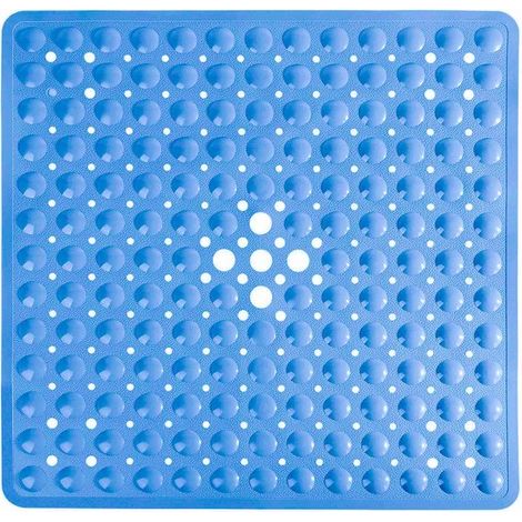 Alfombrilla de ducha antideslizante con ventosas - 53 x 53 cm - Material de PVC - Resistente al moho y lavable a máquina - Transparente - Blanca (1/5)