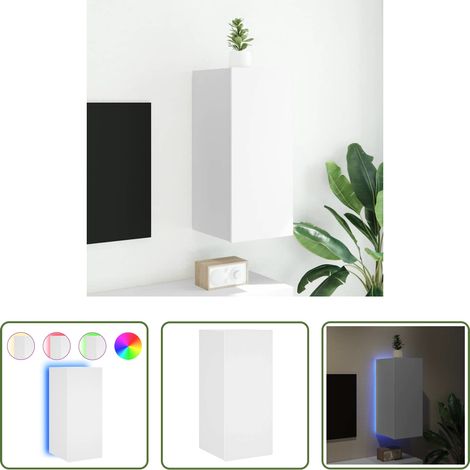 LED-Leuchten - TV-Wandschrank mit LED-Leuchten Weiß 30,5x35x70 cm (1/5)