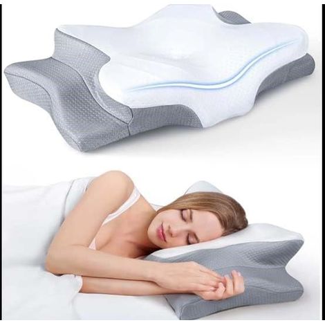Oreiller rafraîchissant ultra-douleur pour le soutien de la nuque Oreiller cervical ajustable pour un sommeil confortable Oreillers ergonomiques inodores en mousse à mémoire de forme-AquaForge (1/5)