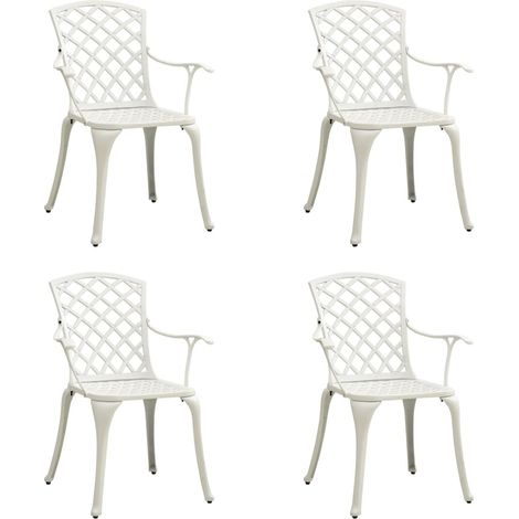 Garden Chair  Set of 4  White  Cast Aluminium  Standard  Durable vidaXL