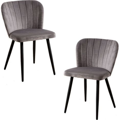 Packs Sillas Comedor - Pack 2 Sillas Luk Terciopelo - Gris oscuro (1/5)
