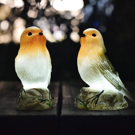 Lot de 2 lampes solaires à LED en forme d\'oiseau - Décoration de jardin - Étanche - Pour l\'extérieur et la terrasse [Classe
