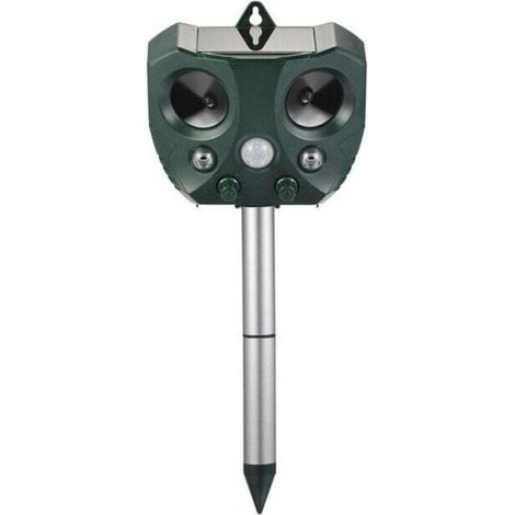 Repelente ultrasónico solar para gatos, frecuencia ajustable, para uso exterior, para repeler plagas, protector de jardín -Crezuo