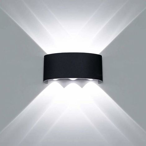 Moderne 12W étanche extérieur LED applique murale éclairage décoratif noir haut vers le bas applique LED Spot lumière blanc froid