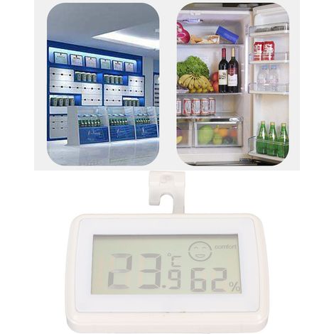 Thermomètre et hygromètre de haute précision en forme de smiley, pour cuisines intérieures, cages de transport pour animaux, chambres de bébé et serres, avec crochets, blanc avec autocollants blancs. (1/5)
