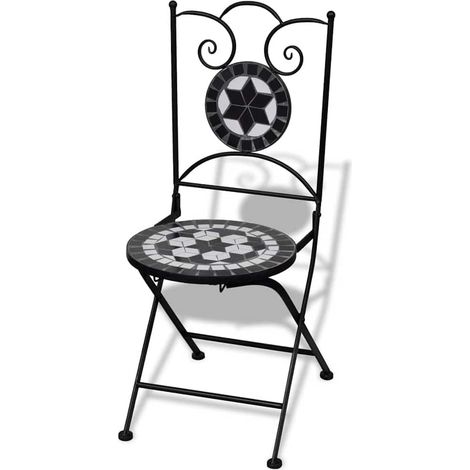 vidaXL Sedie da Bistrot Pieghevoli 2 pz in Ceramica Nero e Bianco