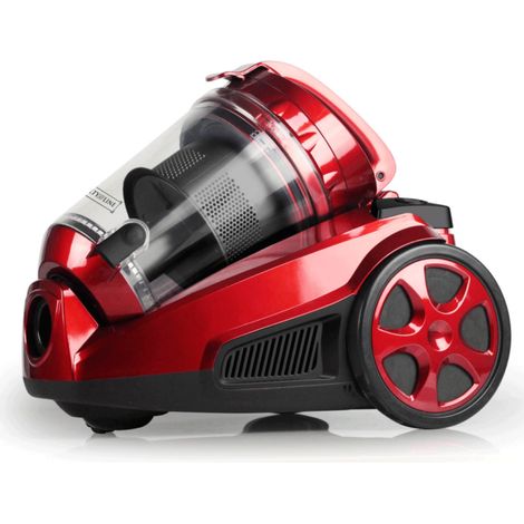 Aspirateur cyclonique rouge 1400W – Système sans sac – Filtration HEPA 5 niveaux – Volume 3L – Niveau sonore 77dB – Royalty Line