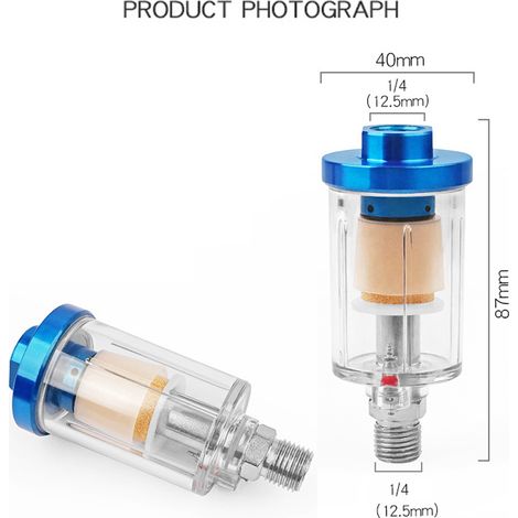 Séparateur d'huile et d'eau miniature 1/4 pouce, filtre à air en ligne, piège à humidité, compresseur de pulvérisation, outil de pulvérisation de peinture pneumatique (1/5)