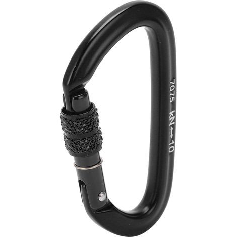 Mousqueton à vis en alliage d'aluminium 10KN avec crochet DRing pour l'escalade et la randonnée (Mousqueton à vis n° 8 noir) (1/5)