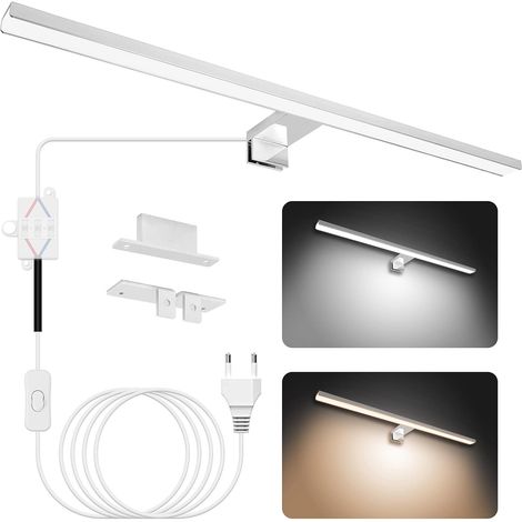 Lampe Miroir Salle de Bain LED 15W 60cm Double Température de Couleur 4000K 6000K, 1500LM Indice D'étanchéité IP44 Applique Murale Salle de Bain, Luminaire Salle de Bain, Spot Salle de Bain,Argent (1/5)