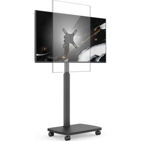 Support TV roulettes avec Base en Bois pour TV de 19-42 Pouces - Support TV sur Pied Plus Haut 1182-1382 MM Pivotant 70° Inclinaison 12° jusqu'à 20 KG VESA 200x200mm (1/5)