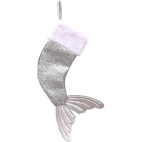 Chaussette de Noël à paillettes en forme de queue de poisson, décoration de Noël (1/5)
