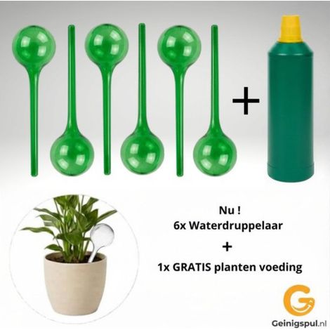 Lot de 6 goutteurs d'eau pour plantes d'intérieur – Arrosage automatique – Engrais inclus – Vert (1/2)