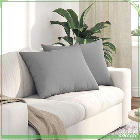 2 pcs Coussins de canapé, 70 x 50 cm, gris, housse amovible, décoration intérieure salon contemporain