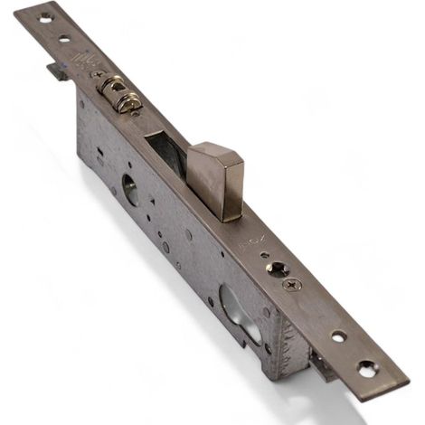 Serratura triplice da infilare per montanti con scrocco regolabile in ottone e catenaccio basculante in acciaio inox - 3.5 cm (1/5)