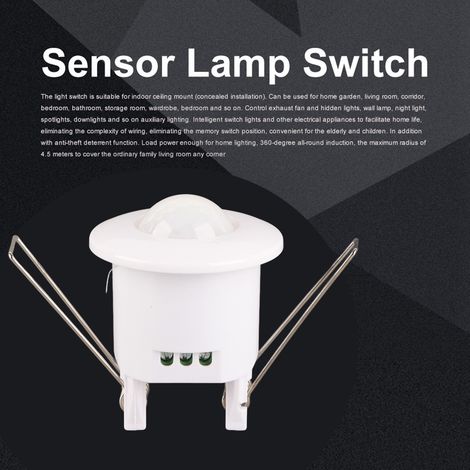 Mini-lampe de plafond à détecteur de mouvement infrarouge PIR orientable à 360° avec interrupteur intégré 220 V