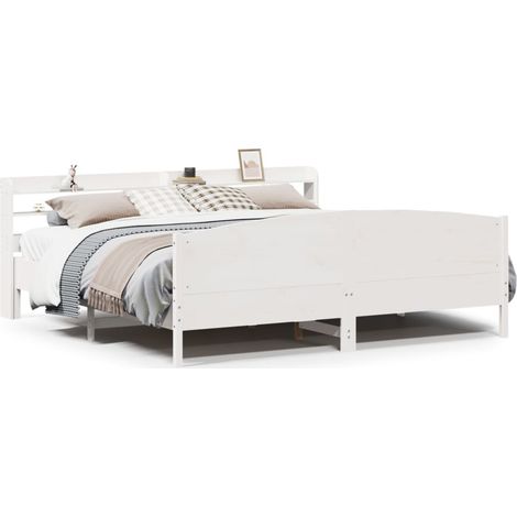 Maison Exclusive - Massivholzbett ohne Matratze Weiß 180x200 cm K (1/5)