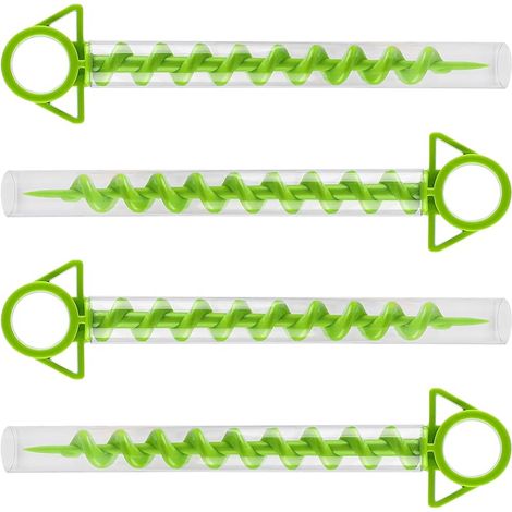 4 x Piquets de Tente de Camping Piquet Sardines de Fixation Piquets Tente en Plastique à Vis 29cm avec 4 Tubes en Plastique Transparents, Vert (1/5)