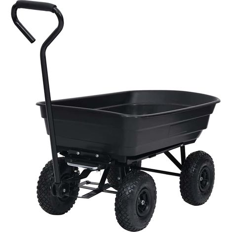 vidaXL Carrito de mano basculante para jardín 300 kg 75 L negro (1/2)