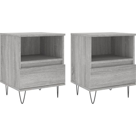 Maison Exclusive - Mesita de noche 2 uds madera ingeniería gris S (1/5)