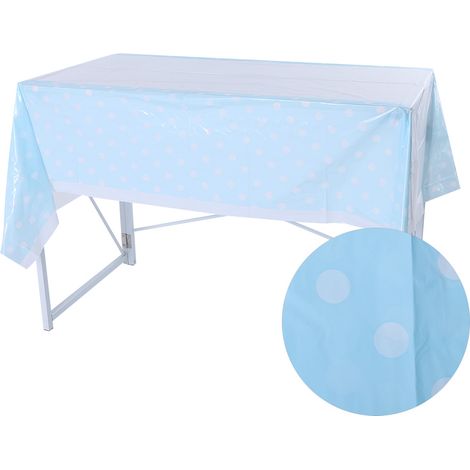 Nappe jetable en PVC à pois, décoration de fête à la maison, nappe colorée (bleue) (1/5)
