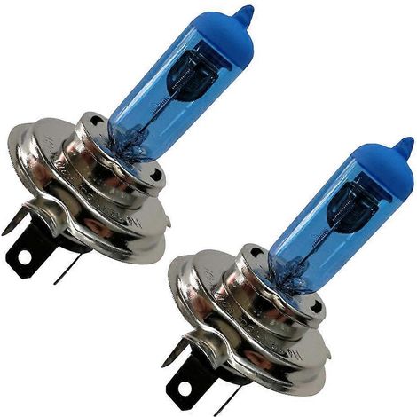 Lot de 2 ampoules halogènes H4 100W 12V pour phares de voiture, lumière blanche, à gaz xénon