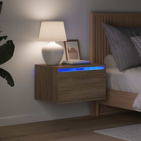 Wand-Nachttische mit LED-Leuchten 2 Stk. Sonoma-Eiche