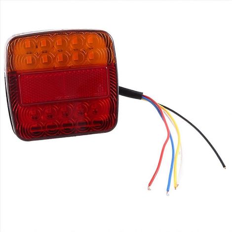 12V zweifarbige LED-Rückleuchte, quadratisch, Autozubehör, rote Abdeckung (1/5)