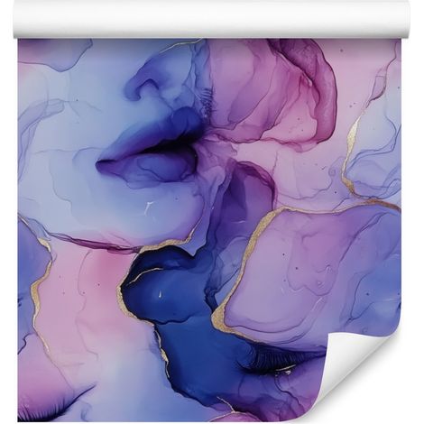 Papel pintado tinta, fondo morado, centro azul, para salón y dormitorio, 50x1000 cm (1/5)