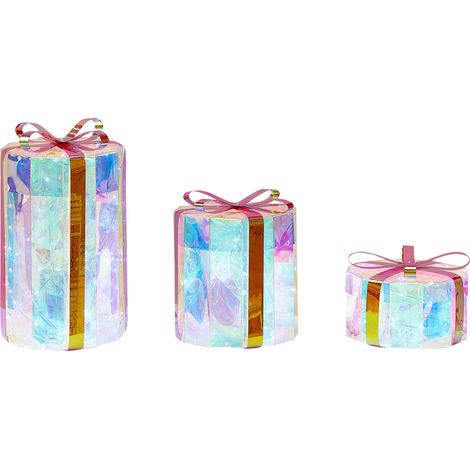 Conjunto de decoraciones LED de interior exterior Navidad accesorio 3 regalos luces iluminación metal multicolor Grimsey (1/5)