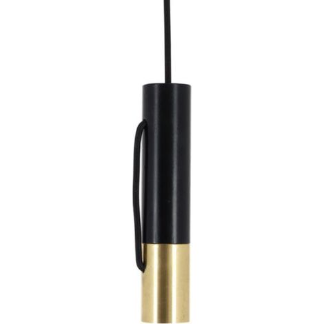 Xanlite – Suspension Tempo métal noir et laiton pour ampoule E27 – Câble nylon 120 cm – Style industriel – COSDETEMBL