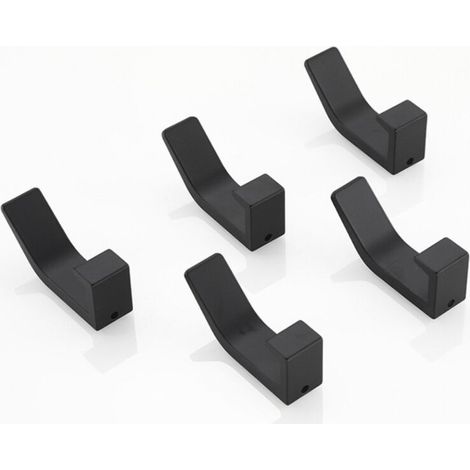 Lot de 5 patères noires en aluminium space, style nordique, sans perçage, pour cuisine et salle de bain – DELKEVIC (1/5)