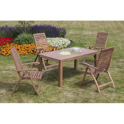 Paraiba Set 5tlg 4 Sessel Tisch 150(200)x90cm Akazie
