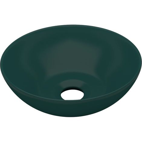 Lavandino rotondo per bagno lavabo da appoggio lavabo per WC lavello da cucina stanza per cosmetici arredamento per la casa 28 cm ceramica verde scuro 020002723