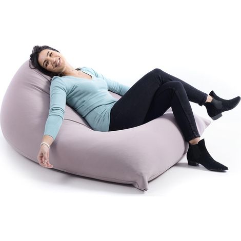 Pouf Géant XL Forme Berlingot Intérieur, Déhoussable, Salon, Chambre, Tissu Stretch élastique, Taupe BiG52