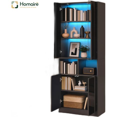 Flur- Garderobenschrank schwarz aus MDF 70 x 35 x 180 cm HOMAIRE (1/5)