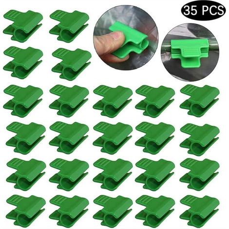 35 Pièces Serre Film Pinces, Couverture Rangée Films, Clip de Serre, Clip de Film de Serre, Couverture Rangée Film Serre, Clip Cerceau Tunnel de Filet en Plastique, pour Serres, Cadre, Abris (Vert) (1/4)
