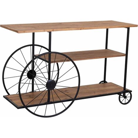 Recibidor de madera y metal lacado con 2 baldas 120x42x78h cm - Negro (1/5)