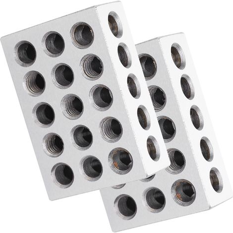 1 paire 1‑2‑Gabarit Machinist 123 à 3 blocs et 23 trous appariés au 0,0002 po, ultra-précis, pour fournitures industrielles. (1/5)