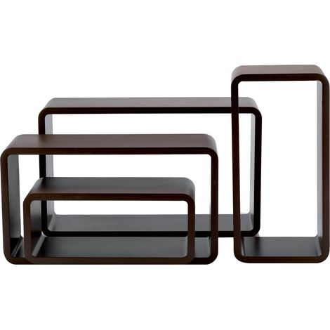 Set 4 Mensole Rettangolari Stondate Noce