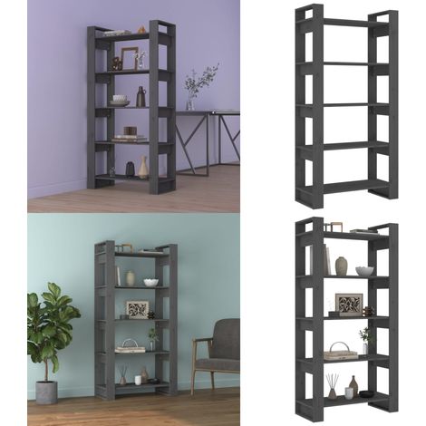 Libreria/Divisorio Grigio 80x35x160 cm Legno Massello - Divisorio in legno - Armadio in legno
