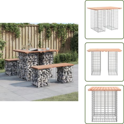 Gaviones - vidaXL Mesa de jardín con diseño de gaviones, 100 x 70 x 72 cm, madera maciza Douglas - Mesa de patio