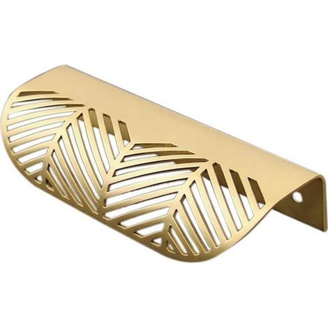 Concealed drawer door handles in gold-tone brass, hidden handles and knobs for built-in furniture (1/5)