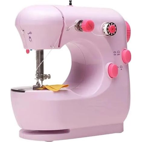 Mini machine à coudre électrique portable pour usage domestique – Couture de tissus, modèle de table avec pédale et commande manuelle (Rose) (1/5)