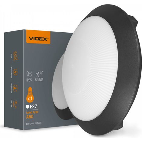 Plafoniera esterna soffitto/parete sensore Ø26,5 E27 IP65 Videx (1/5)