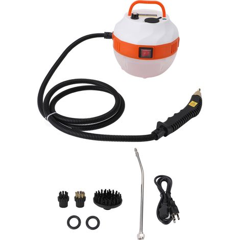 Nettoyeur vapeur 2500 W haute température pression 6 vitesses machine de nettoyage portable avec 3 têtes de brosse pour cuisine salle de bain blanc orange prise ue 220 V (1/5)