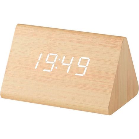 Horloge en bois multifonctionnelle à LED, réveil électronique, A-- (1/5)
