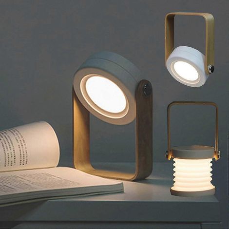 Lampe de table pour chambre à coucher, lampe tactile à intensité variable 3 niveaux, veilleuse, lampe de table pliable avec port USB, lanterne de camping, lampe de bureau pour la lecture à domicile ou (1/5)