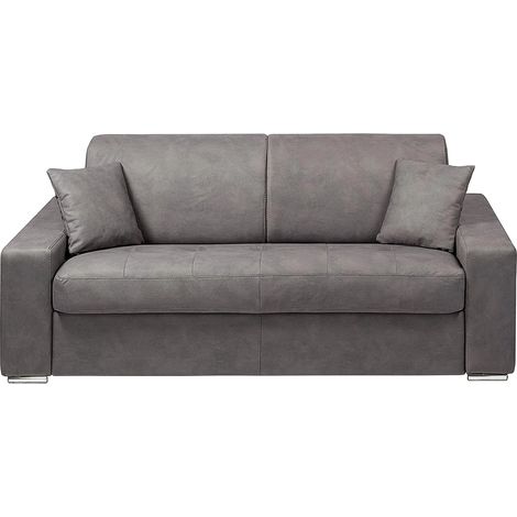 Canapé 3 places convertible express en tissu - Gris - Couchage à lattes larges 140 cm - Matelas 18 cm EMIR (1/4)
