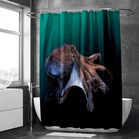 Rideau de douche motif tortue de mer aquarelle, tissu salle de bain imperméable, 90x180 cm (1/5)